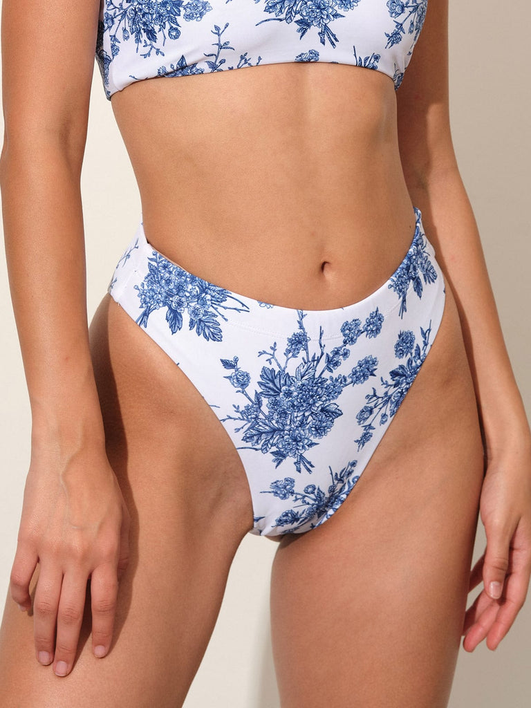 High Cut Floral Bikini Bottom & Reviews - Blue - Sustainable