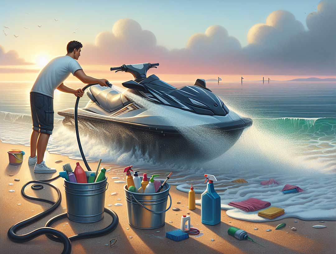 Cleaning and flushing a jet ski