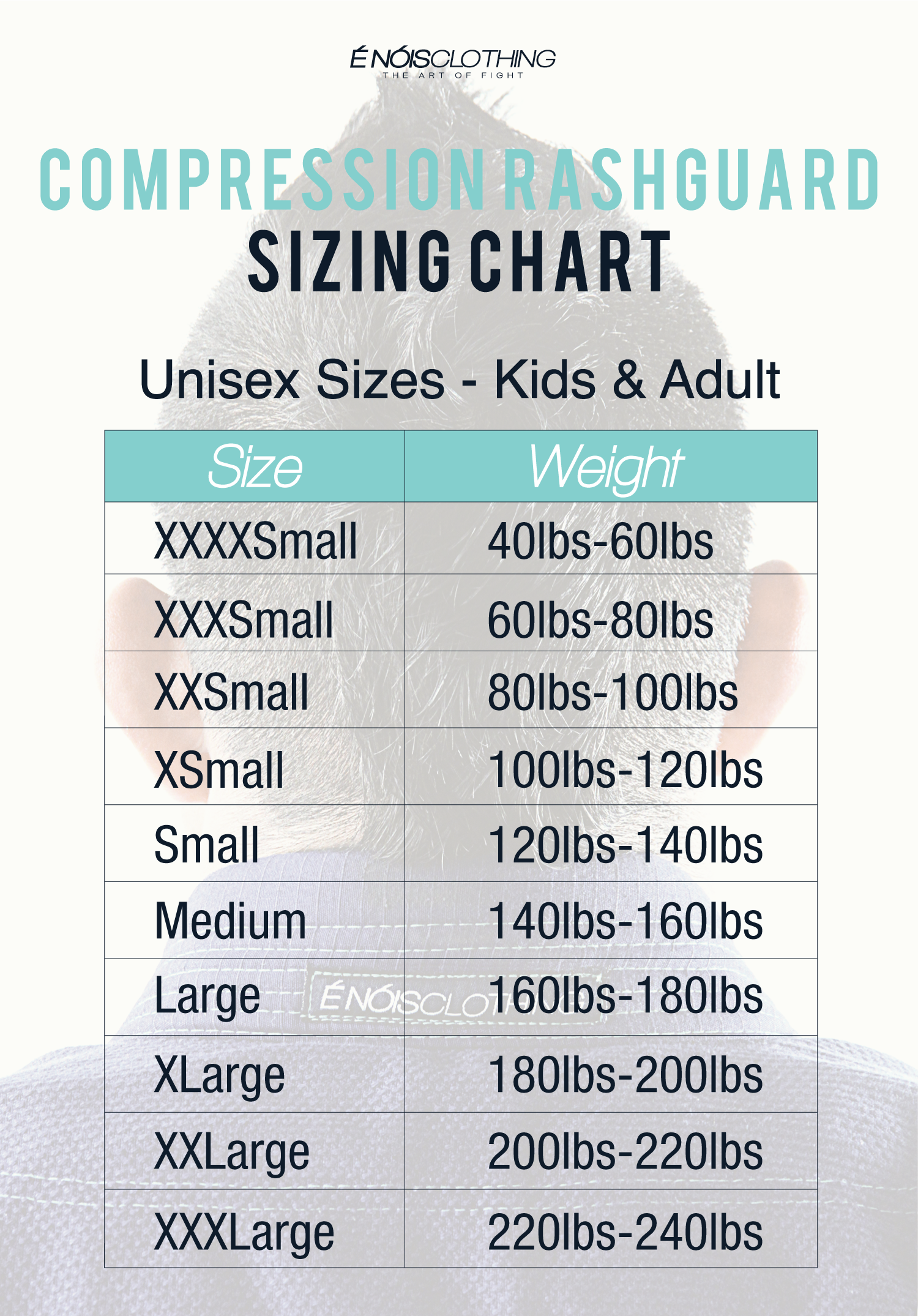 Junior Rashguard Size Chart