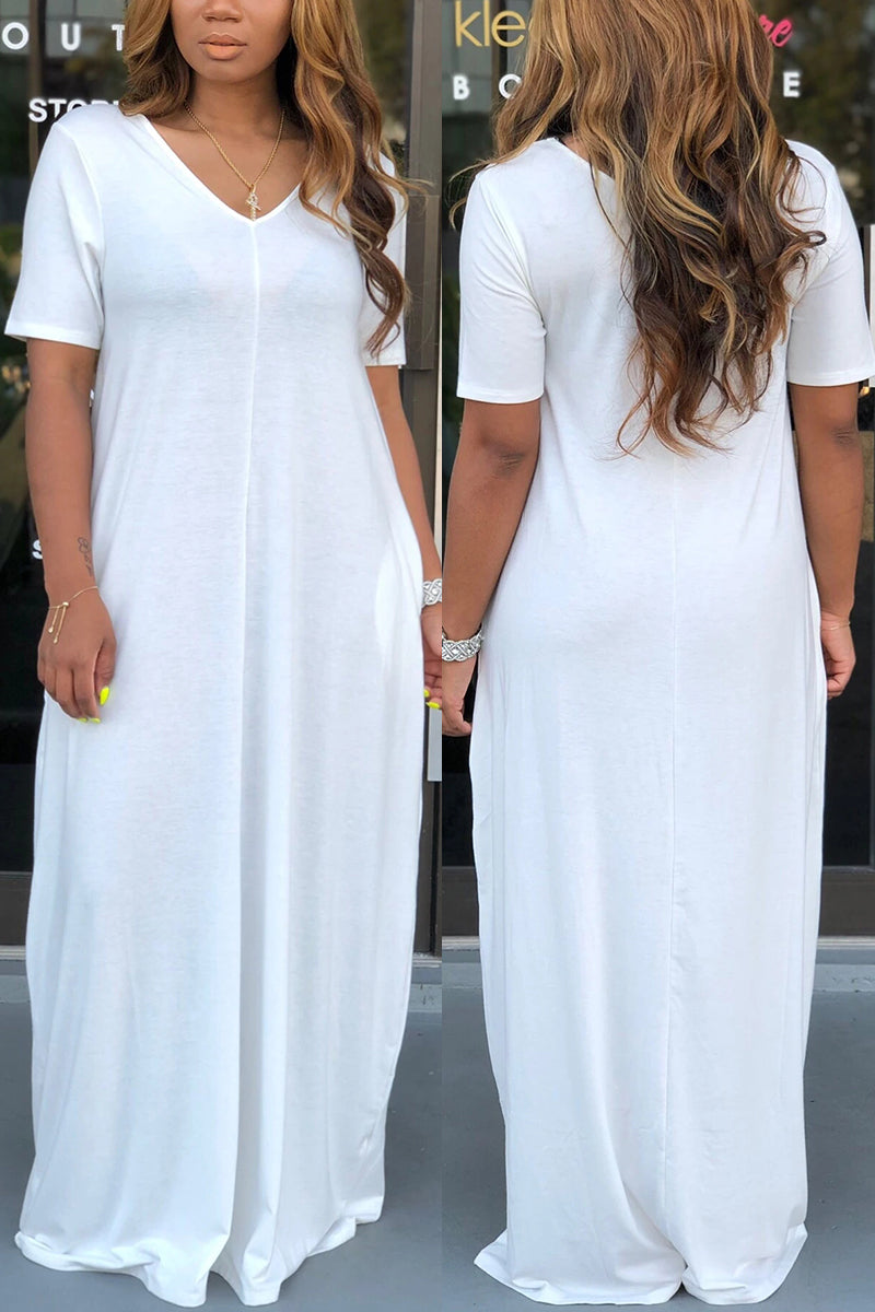 Sexy Fashion White Short Sleeve Dress