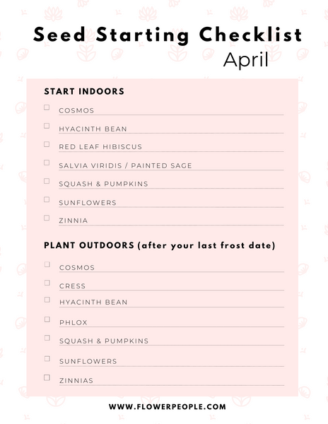 April Flower Seed Starting Checklist