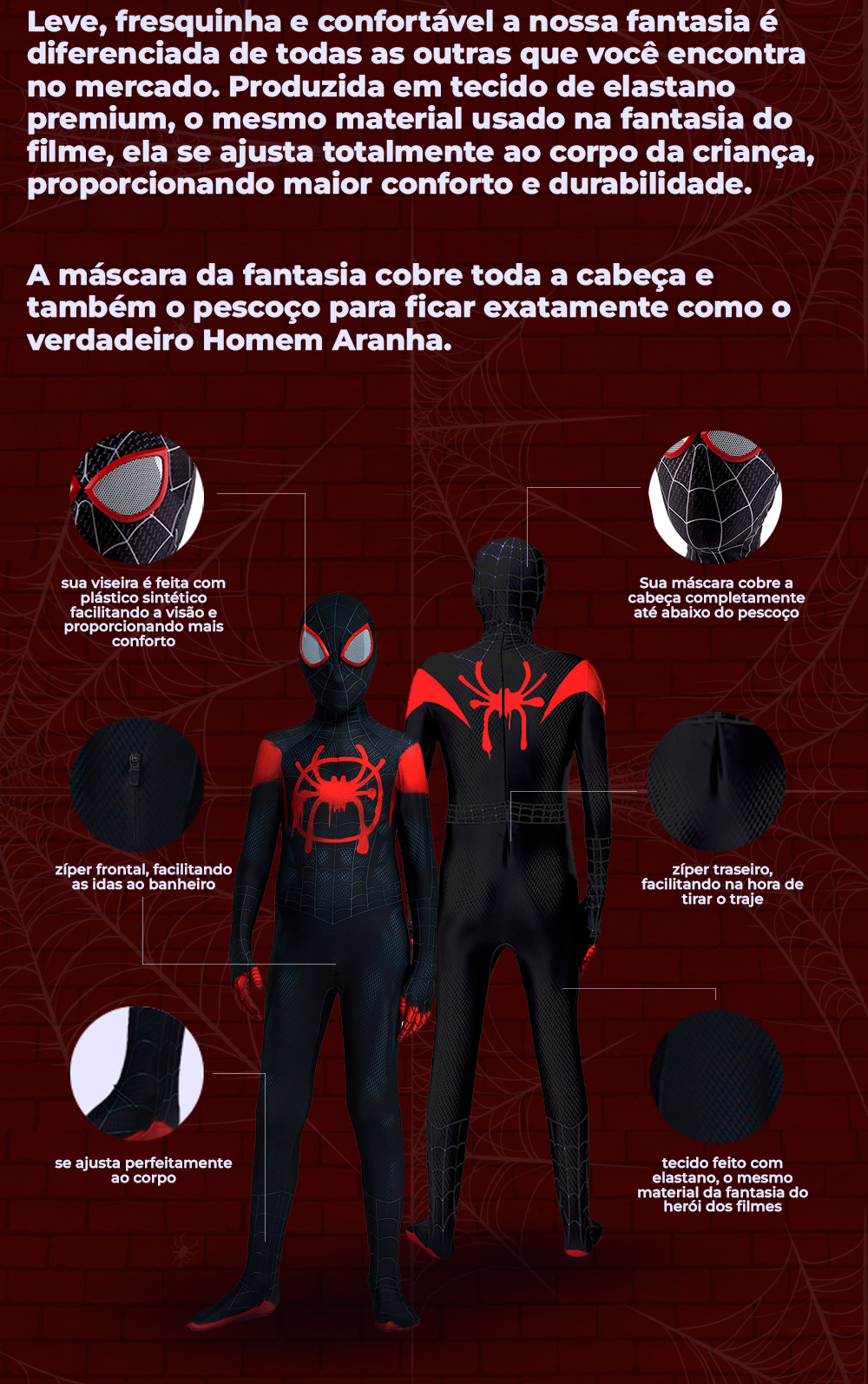 Fantasia do Homem Aranha Infantil - Frete Grátis