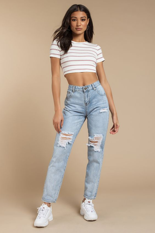 crop top cute stylish girl in jeans top