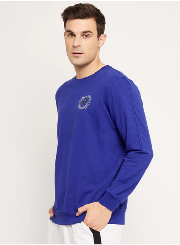 Lively Blue Sweatshirt with Radiant Crest Design