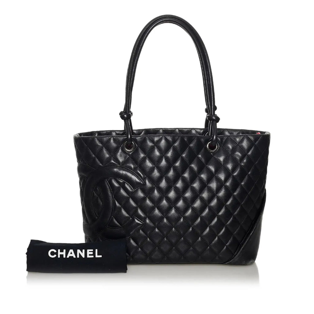 Chanel White/Black Quilted Leather Large Ligne Cambon Tote Chanel