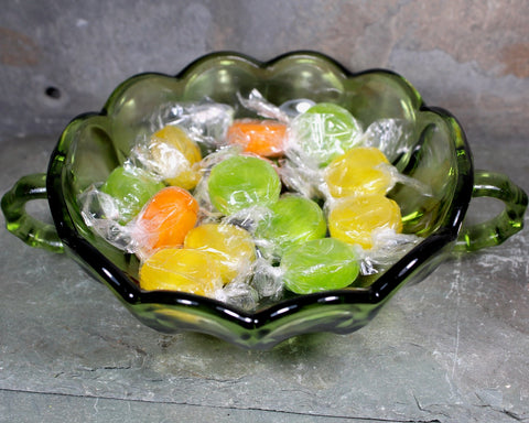 Vintage Green Glass Apple Shaped Fruit or Salad Bowl Set - 14