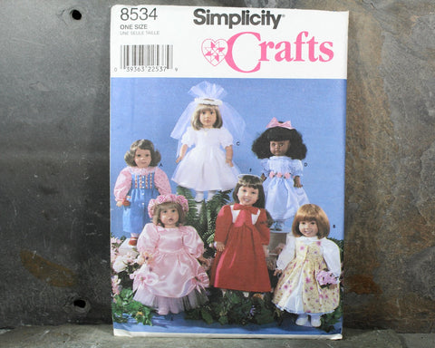 🌻 SIMPLICITY #8535 - CUTE 18 AMERICAN GIRL DOLL - SEW FOUR OUTFITS  PATTERN FF