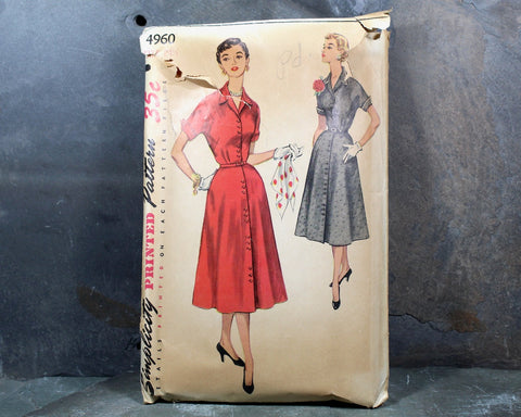 1950s Full Skirt Dress Pattern, Simplicity 1698, Bust 34