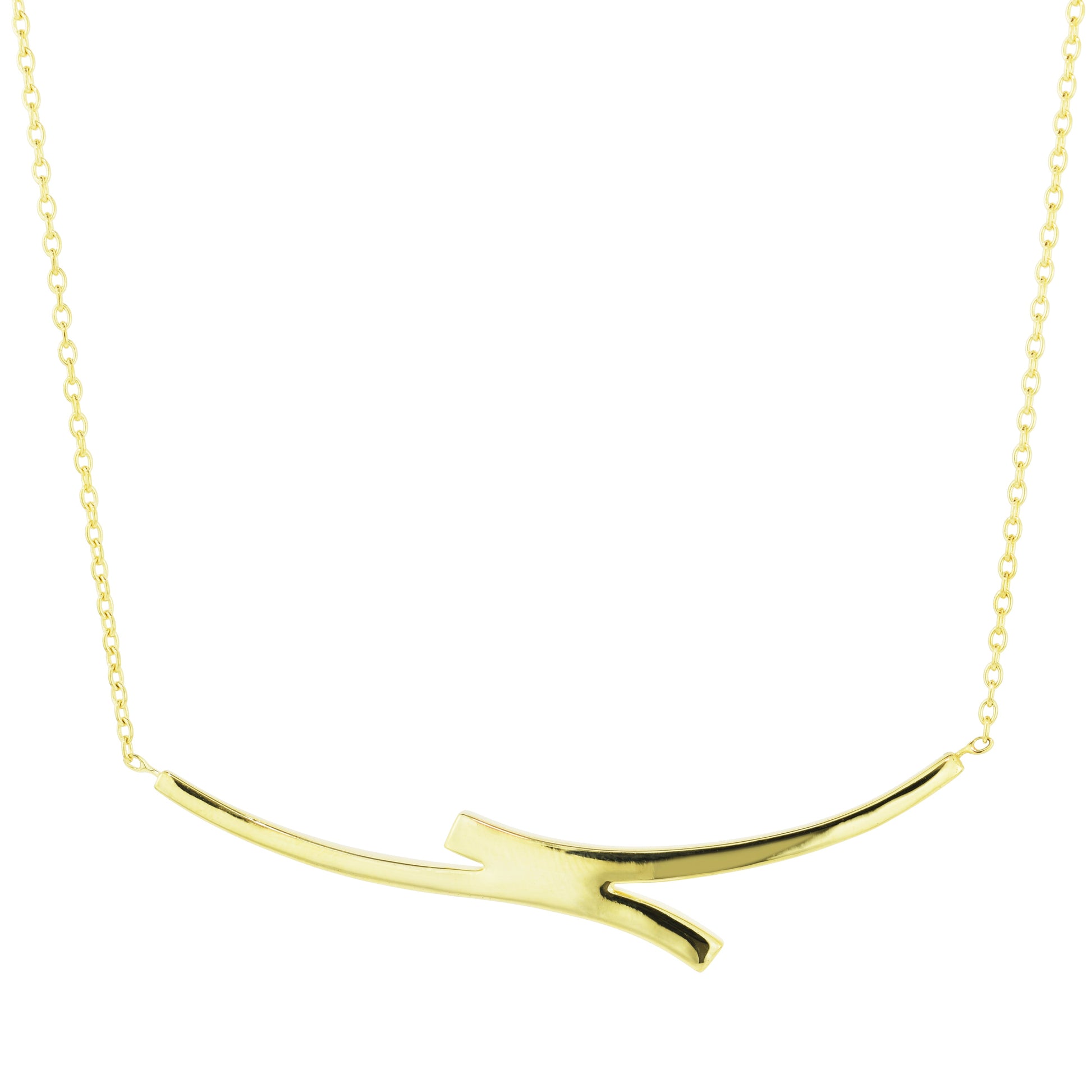 SéChic 14k Horizontal Curved Bars Pendant Necklace 18" Jewelmak Shop