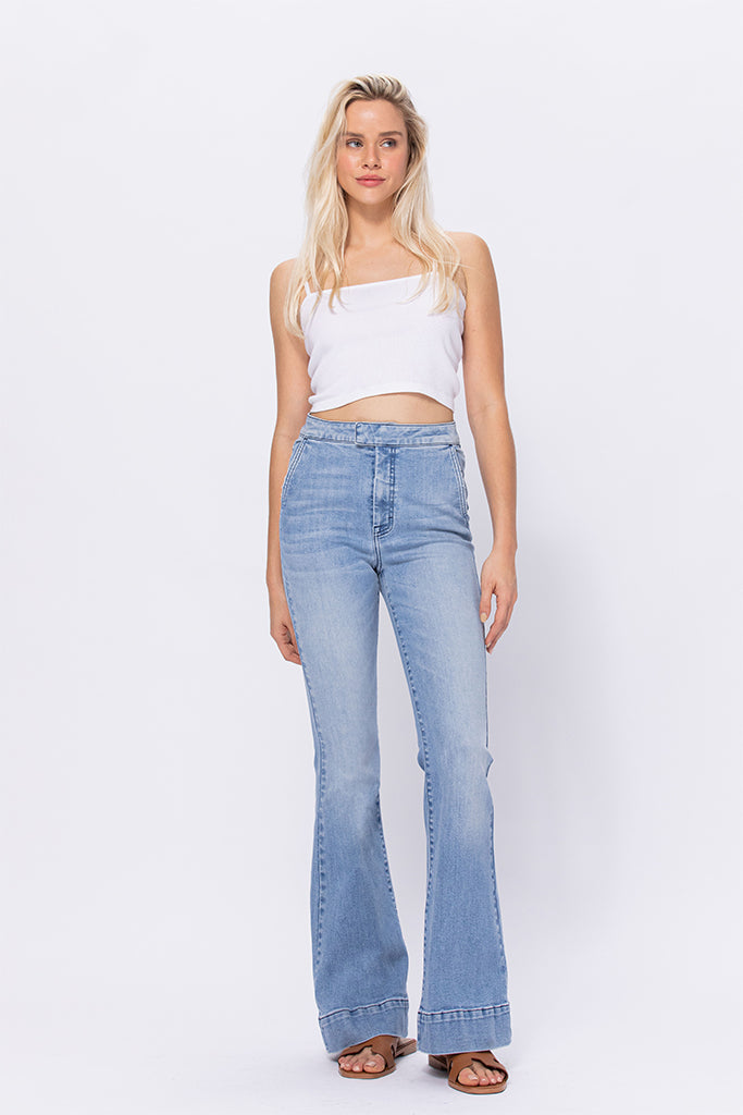 HAPPI WHITE HIGH RISE CROPPED FLARE – HIDDEN JEANS