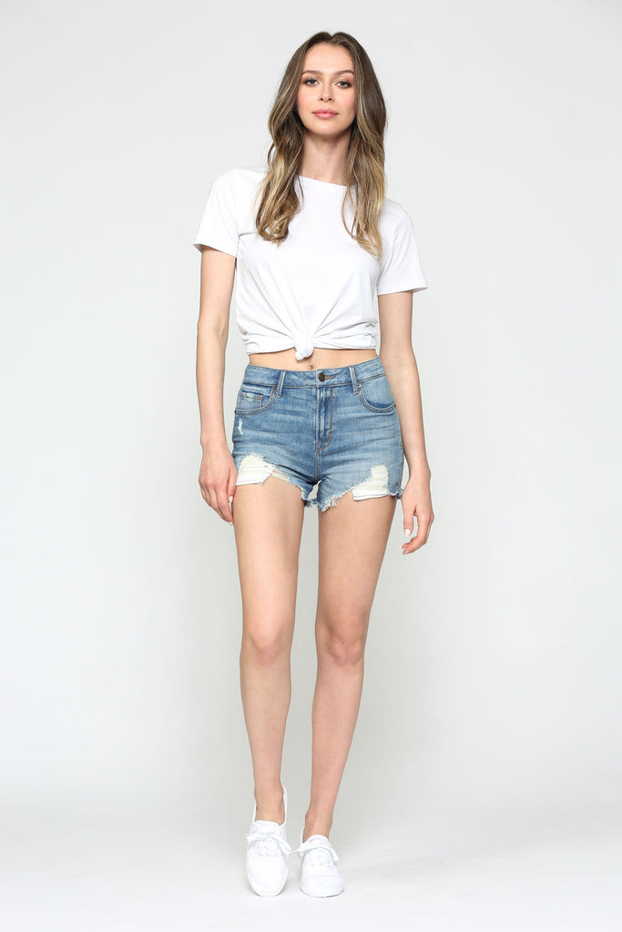 distressed mom jean shorts