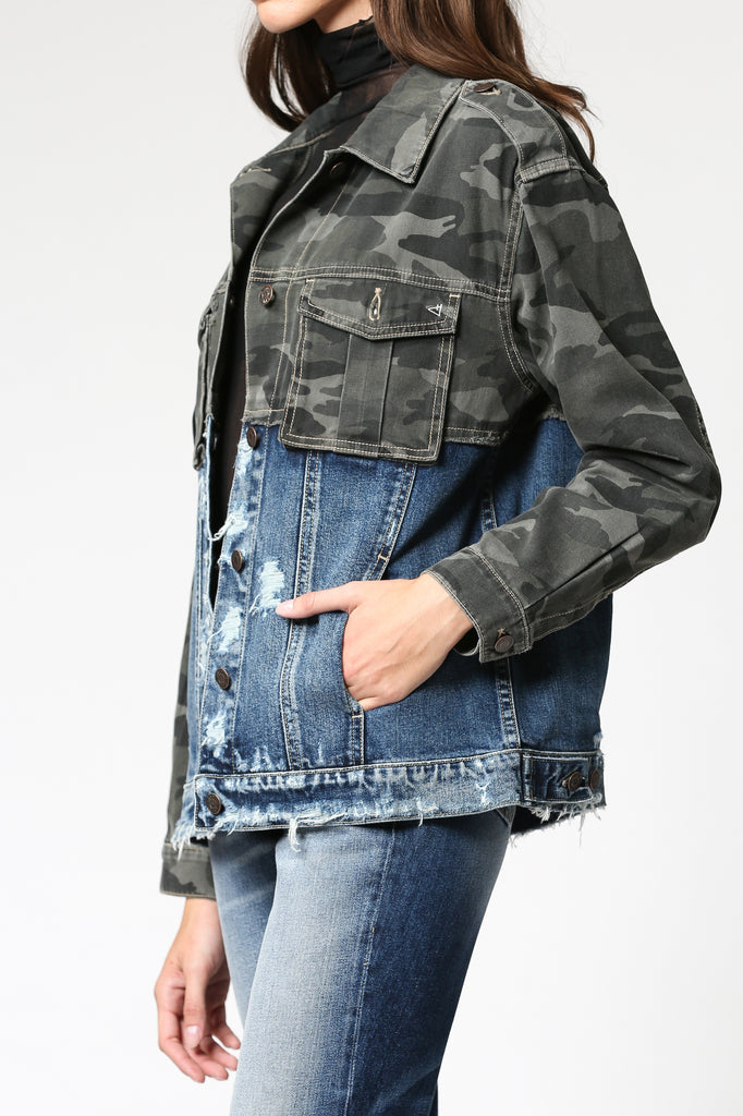 REBEL CAMO MIXED OVERSIZED DENIM JACKET HIDDEN JEANS