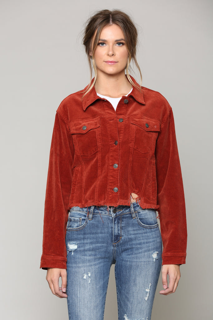 burnt orange denim jacket