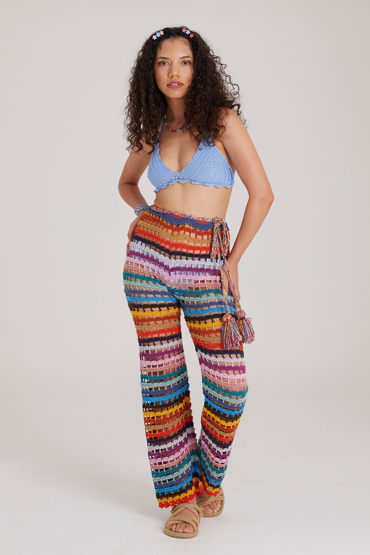 Knitted Colorful Crochet Pants