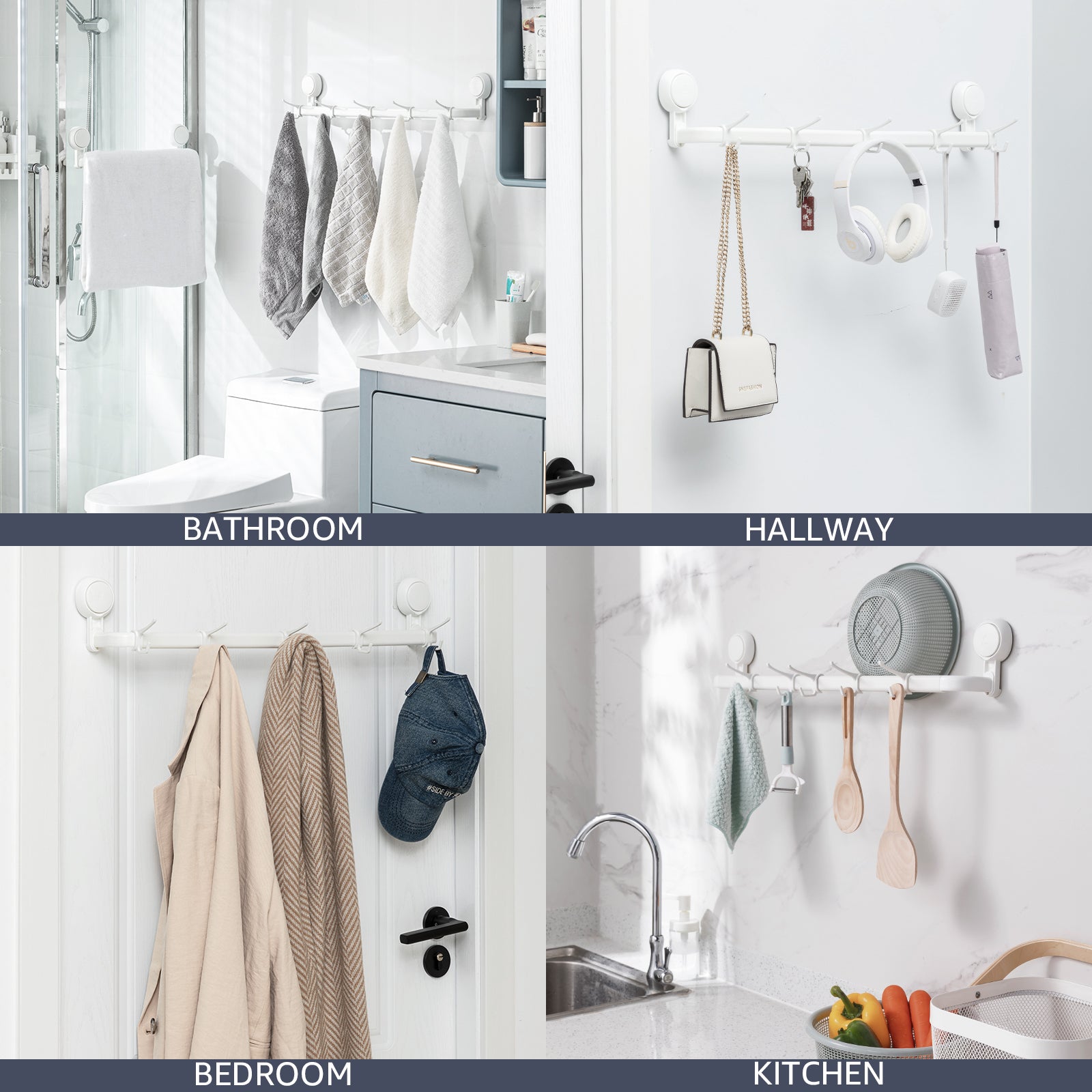 bath towel rack with hooks