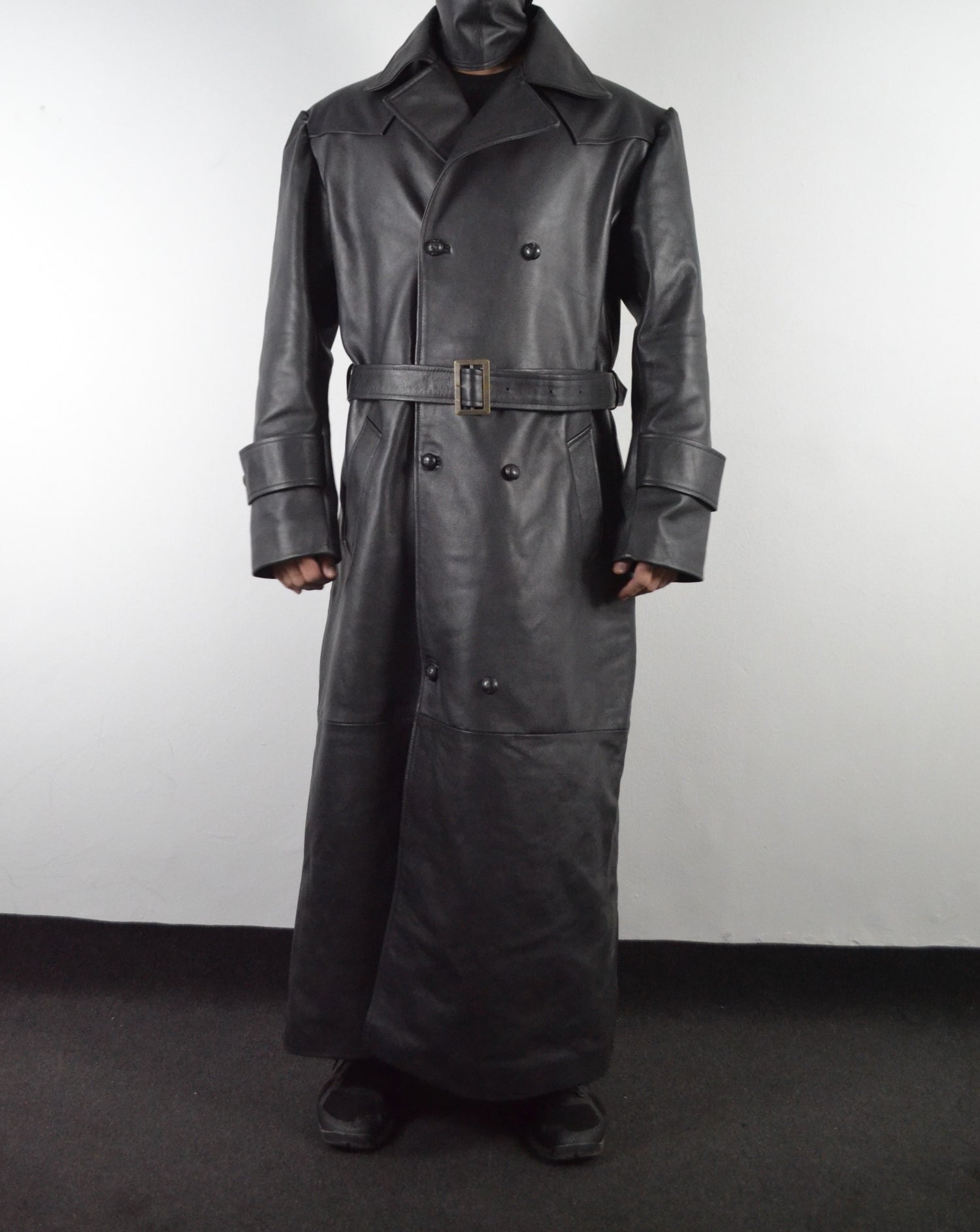 Mens Black Slayer Spike Trench Long Leather Buffy Coat – South Beach ...