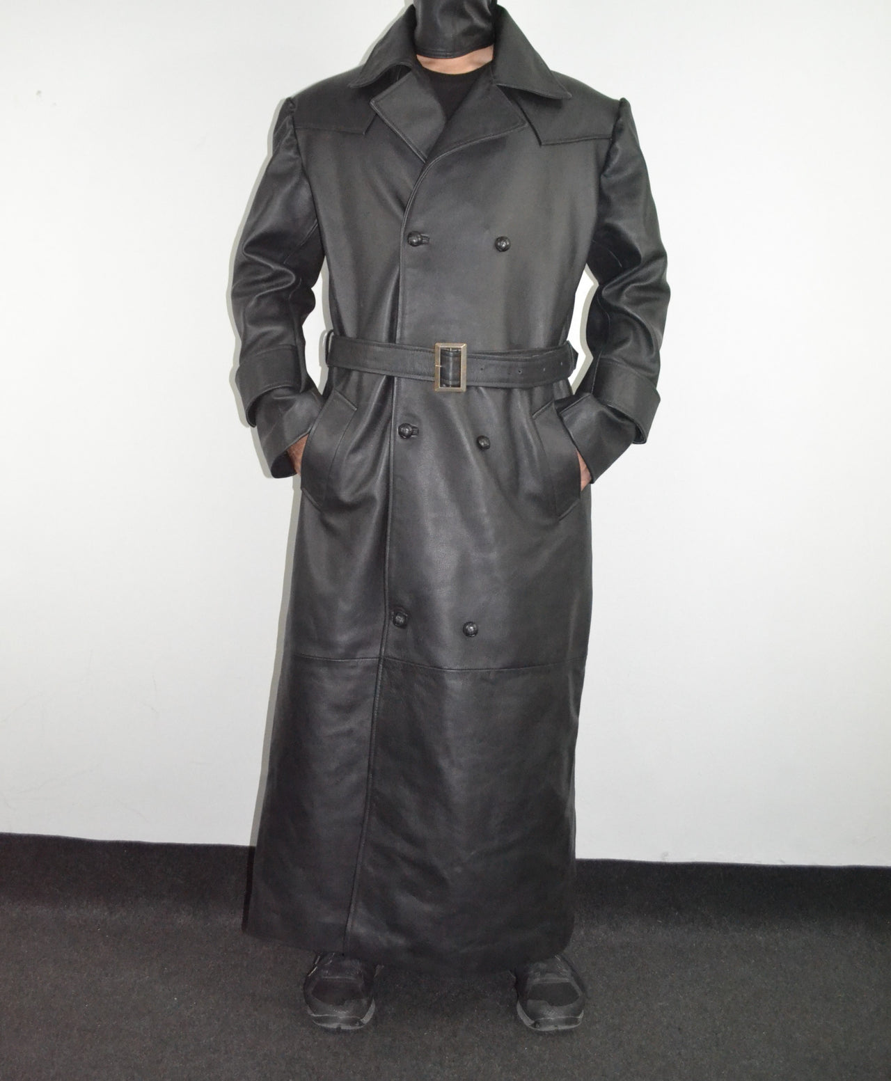 Mens Black Slayer Spike Trench Long Leather Buffy Coat – South Beach ...