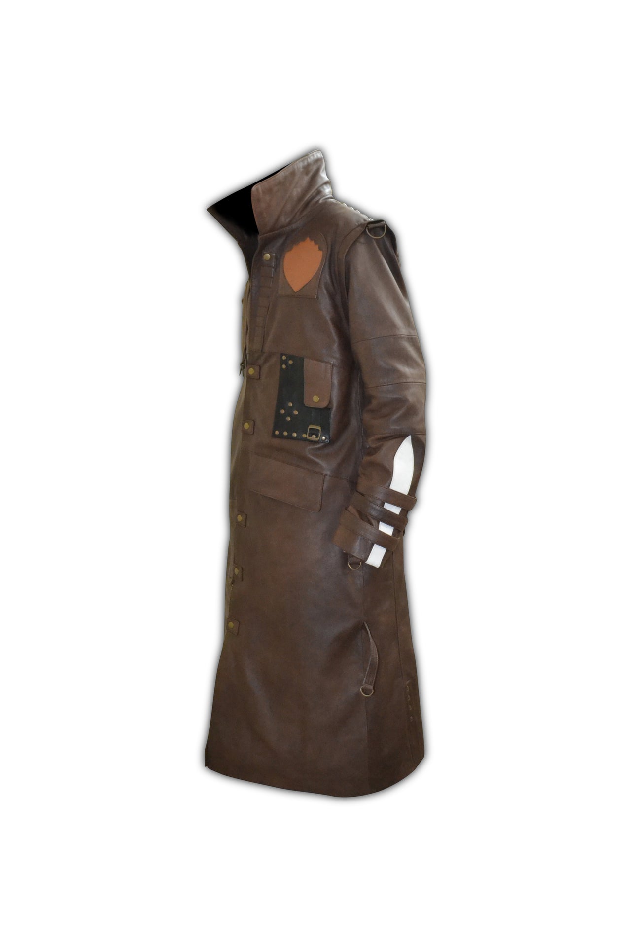 Mens Designer Cosplay Costume Brown Leather Trench Coat – South Beach ...