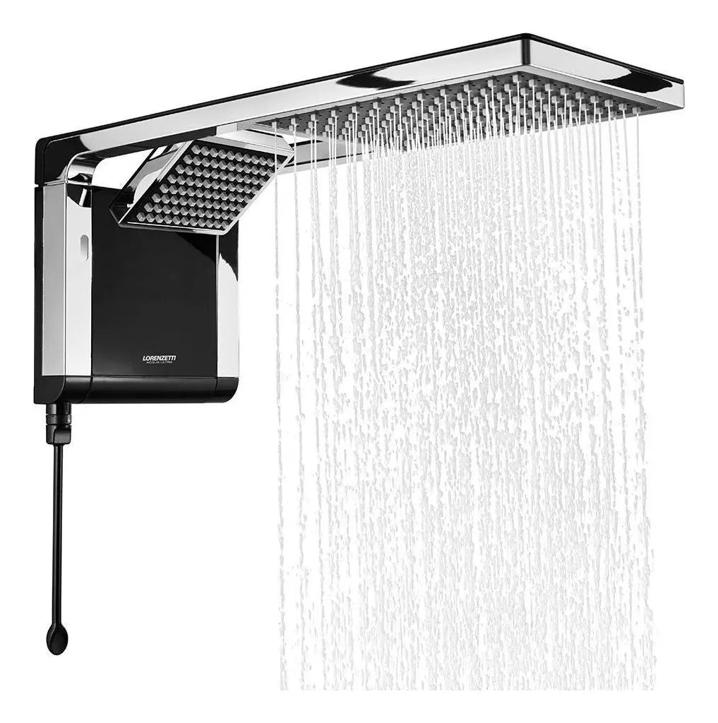 Chuveiro Elétrico De Parede Lorenzetti Acqua Ultra Duo Flex Preto Cromado 6800w 220v 2