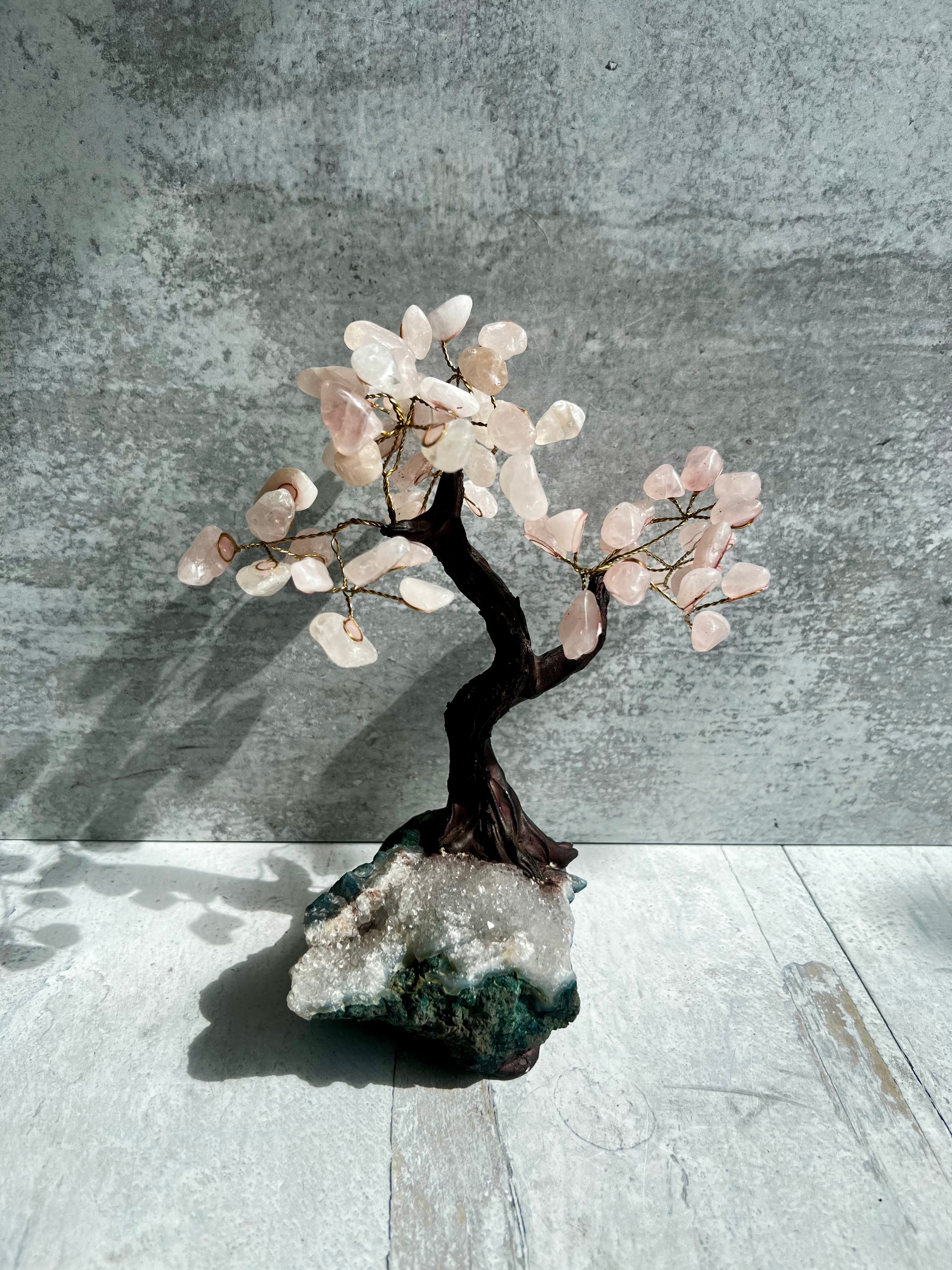 Large Rose Quartz Crystal Bonsai Trees- Heart Healing, Attracting Love, Self Love, Heart Chakra