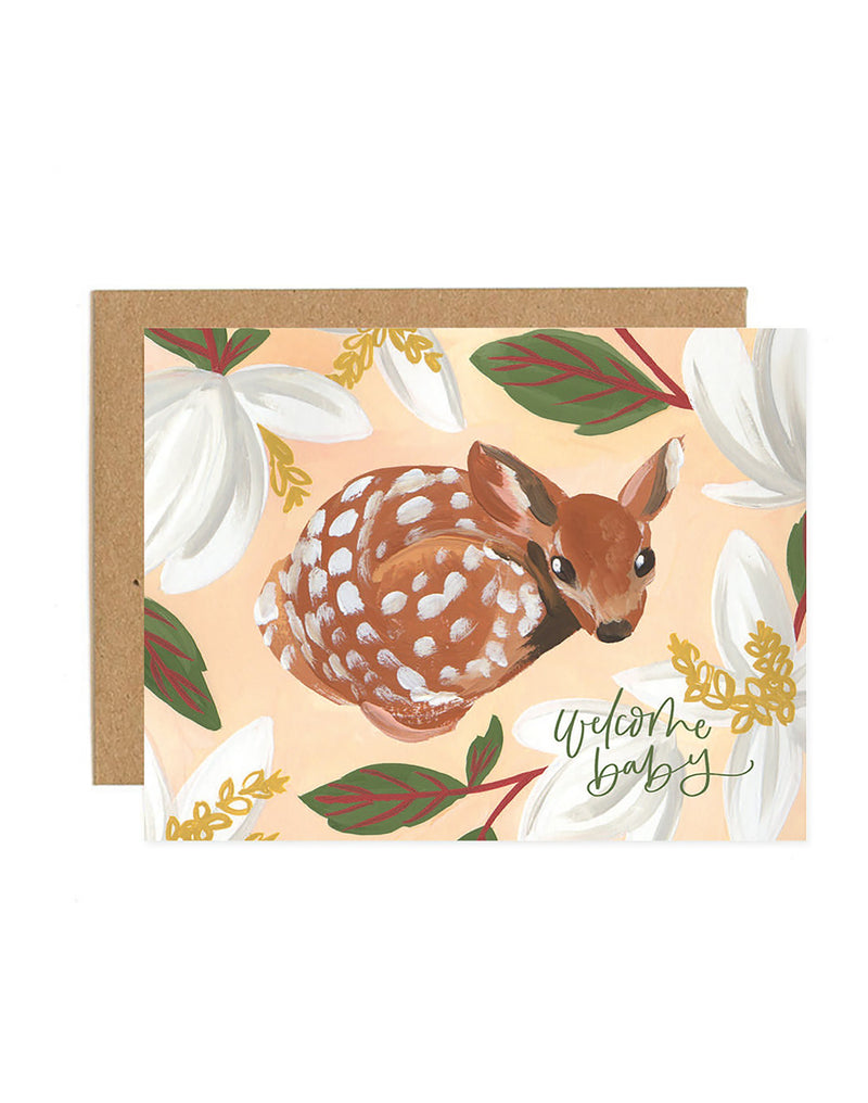 WELCOME BABY FAWN CARD