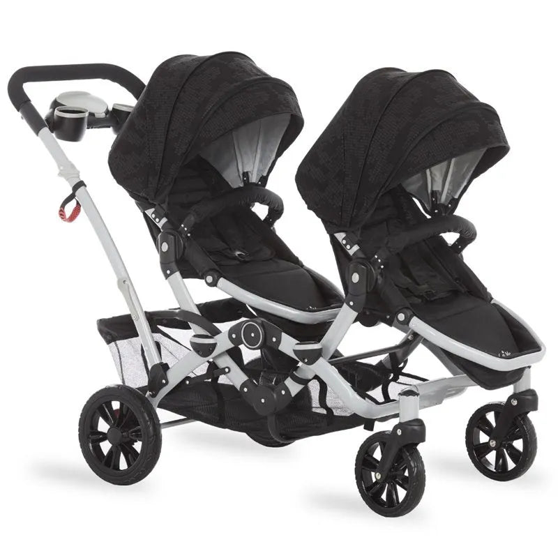 Track Tandem Double Umbrella Stroller in Black