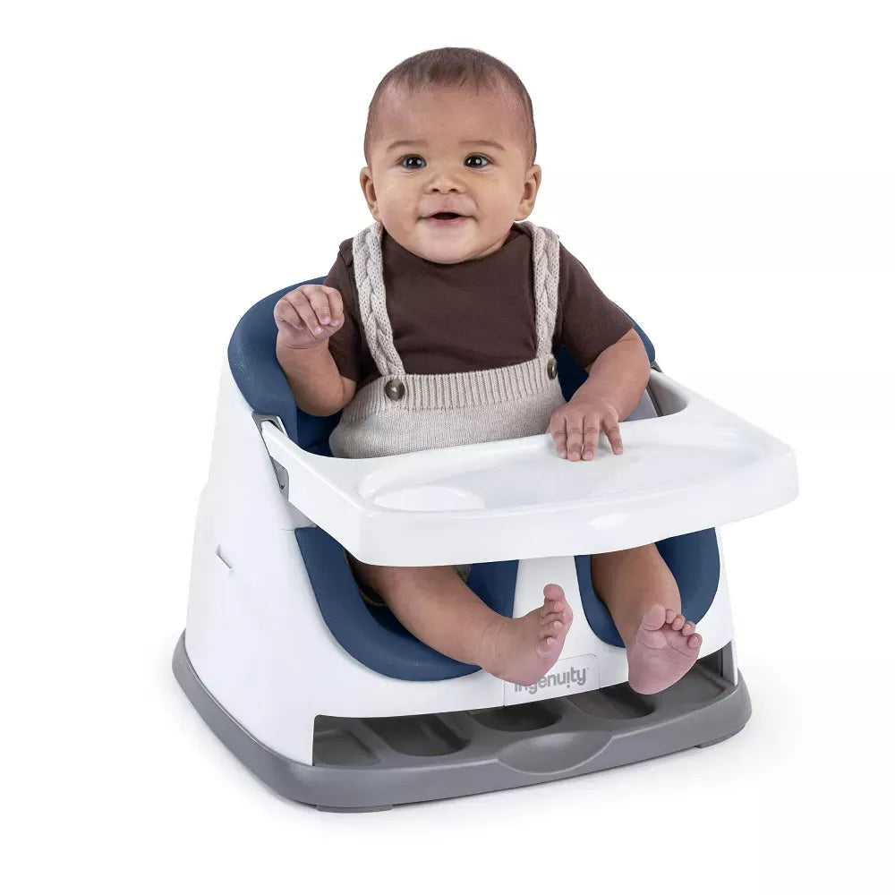 Baby Base 2-in-1 Booster Feeding and Floor Seat with Self-Storing Tray - Night Sky