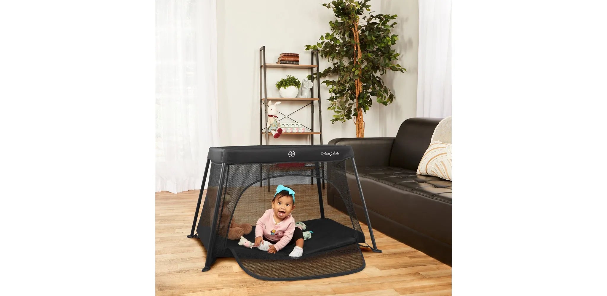 Travel Light Playard with Mesh Zipper Door, Black