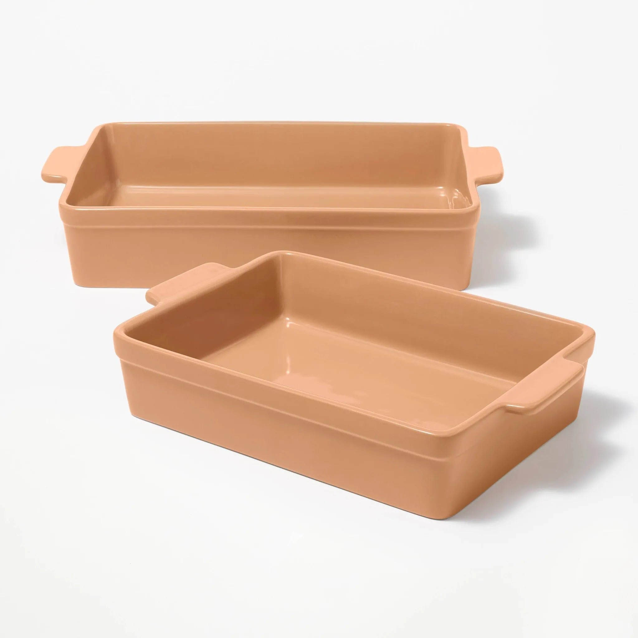 2pc Stoneware Rectangle Baking Dish Set Terracotta Orange