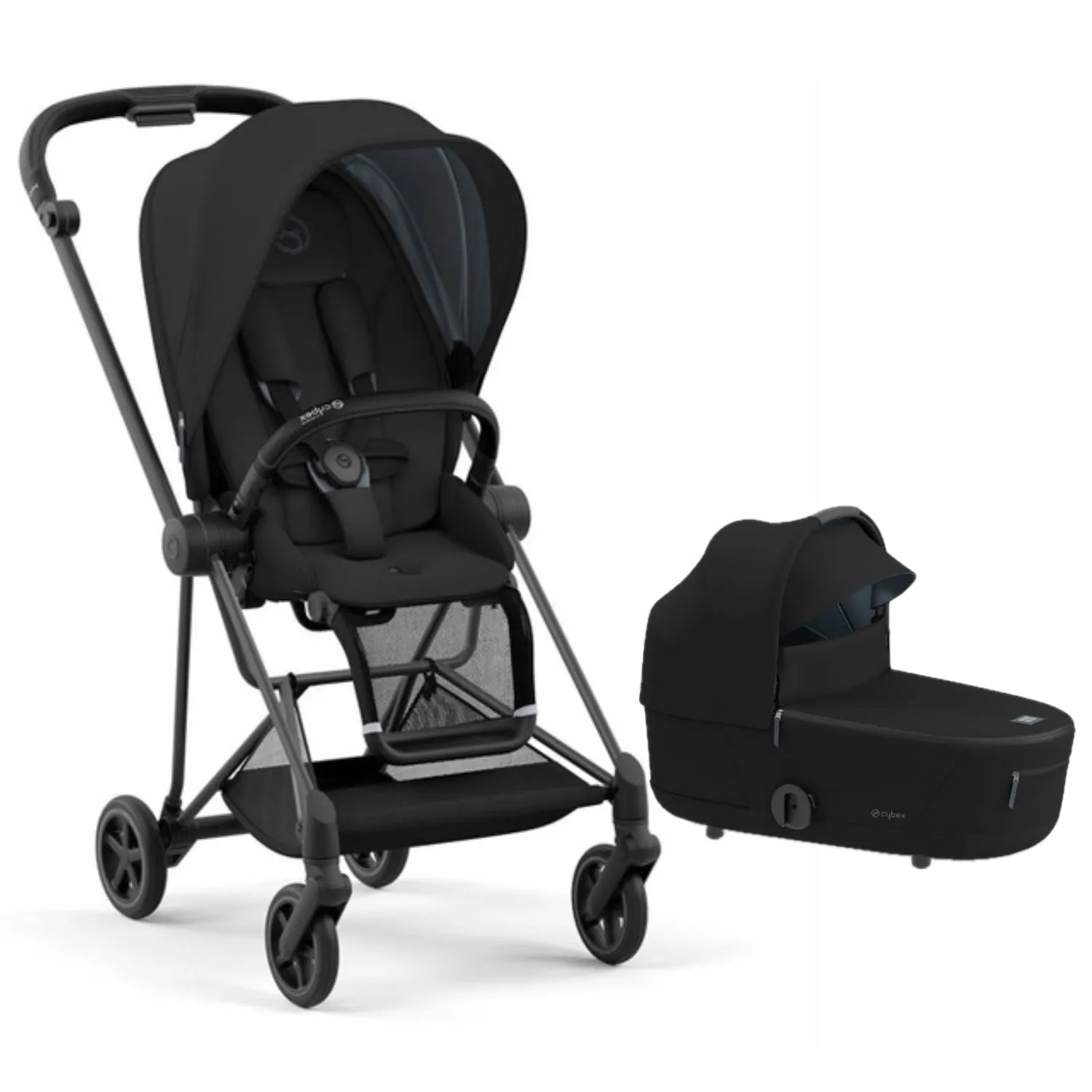 Mios3 Compact Lightweight Stroller+ Free Carry Cot- Black / Matte Black Frame