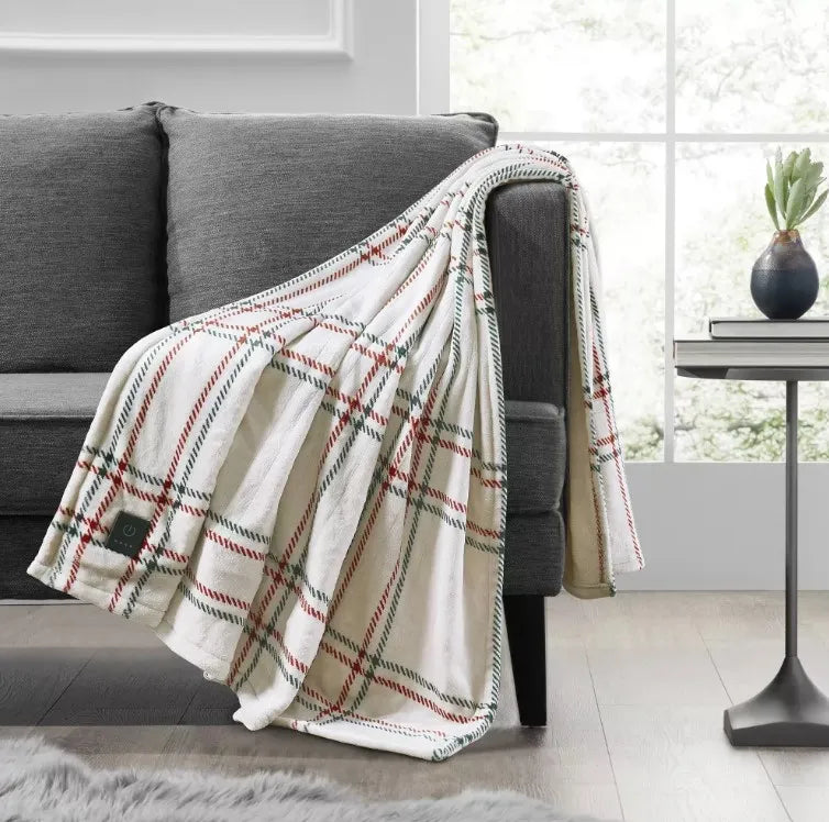 Brookstone Heated Cozy Throw - Holiday Windowpane - Image 3