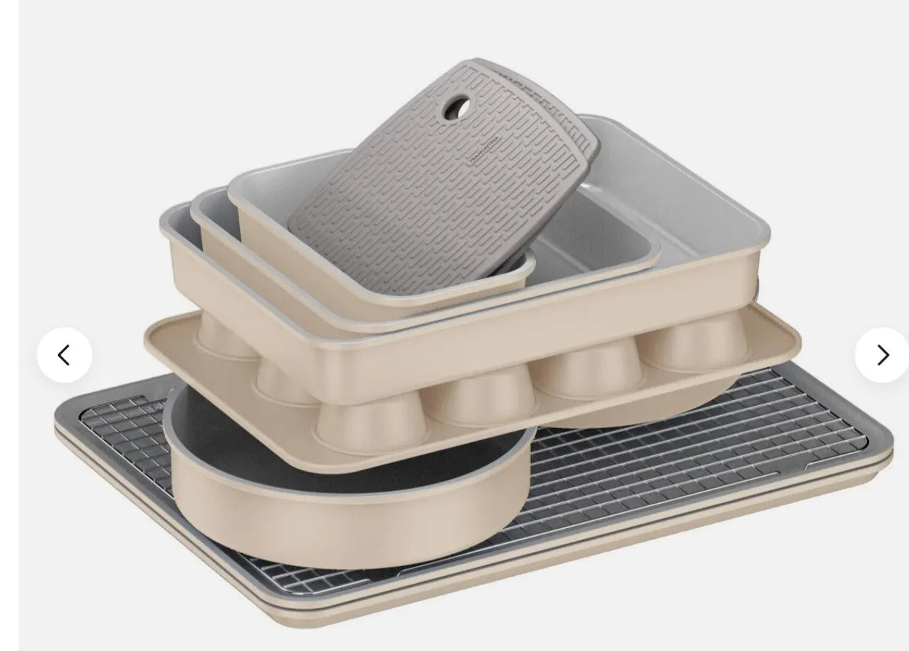 9-piece Non-Stick Ceramic Bakeware Set/almond
