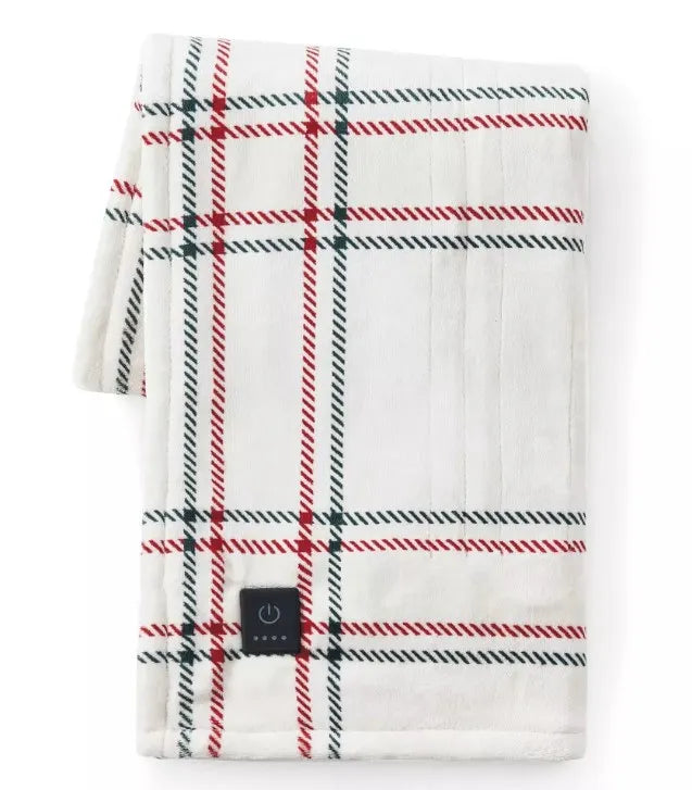 Brookstone Heated Cozy Throw - Holiday Windowpane
