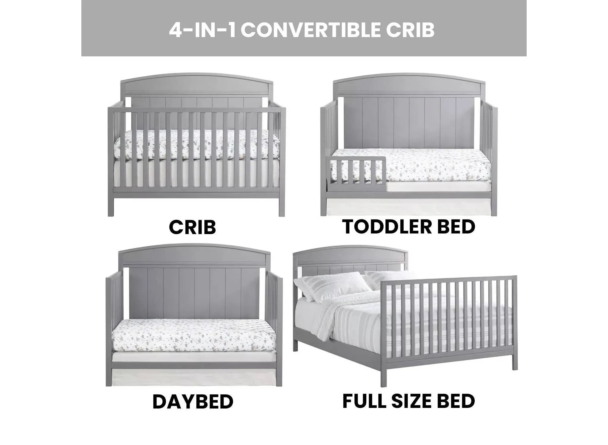 Oxford Baby Baldwin 4-In-1 Convertible Crib - Dove Gray