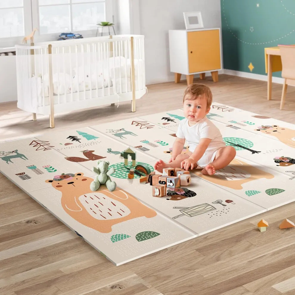 Baby Mat for Floor - Foldable Baby Play Mat for Babies Toddlers, 59" X 59" Extra Large Infant Playmat Foam Mats for Kids Waterproof, Reversible Portable Playmat for Babies, Indoor, Outdoor