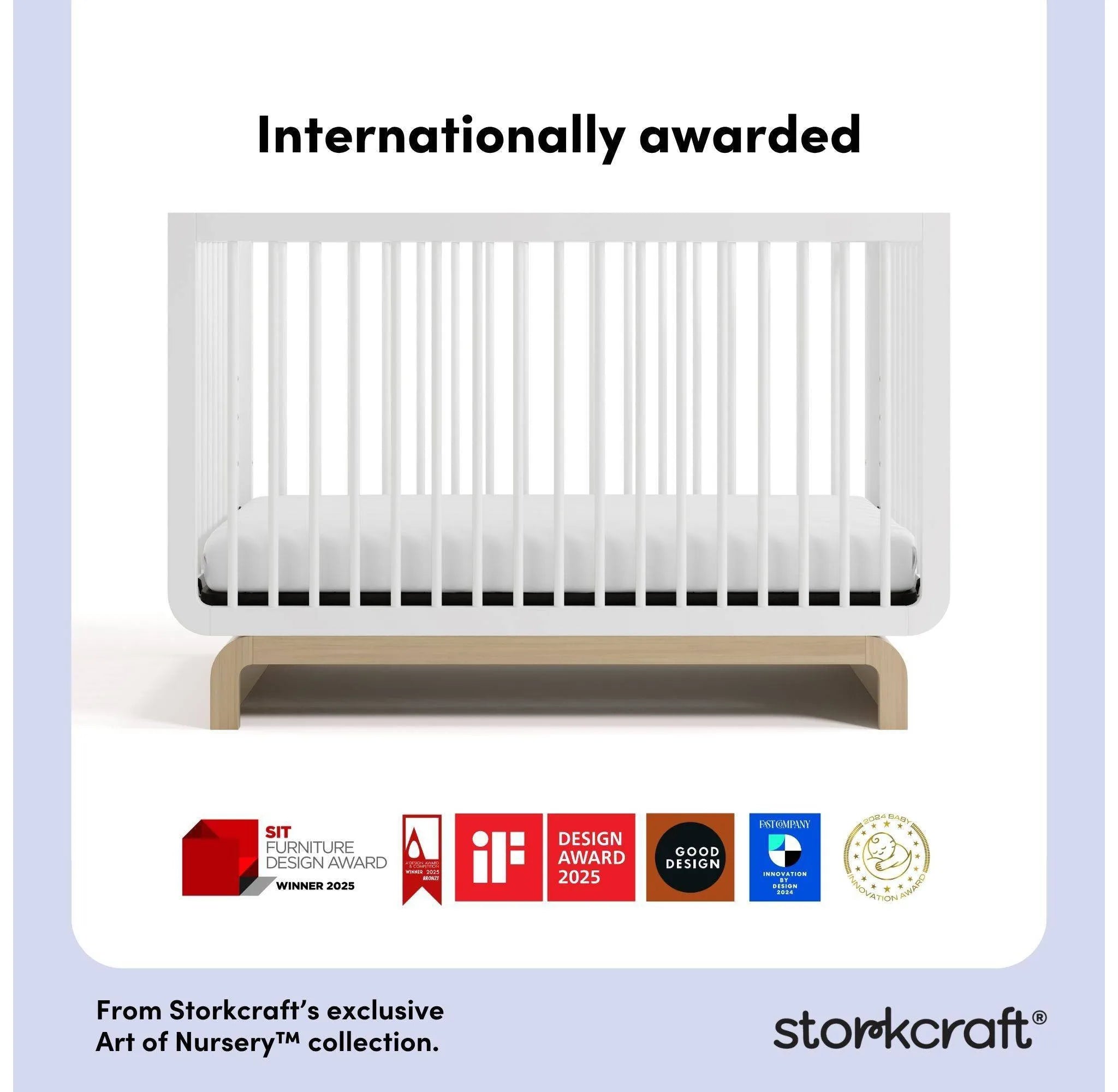Santorini 5-In-1 Convertible Crib with Toddler Guardrail - White/Driftwood