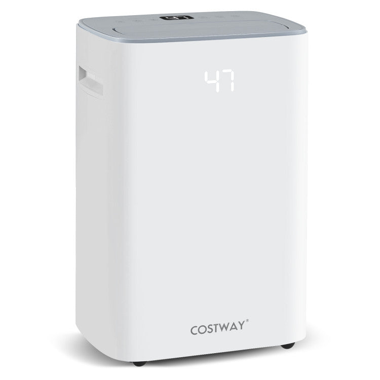 Dehumidifier With Auto Drain or Manual Drainage for Home Basement-White