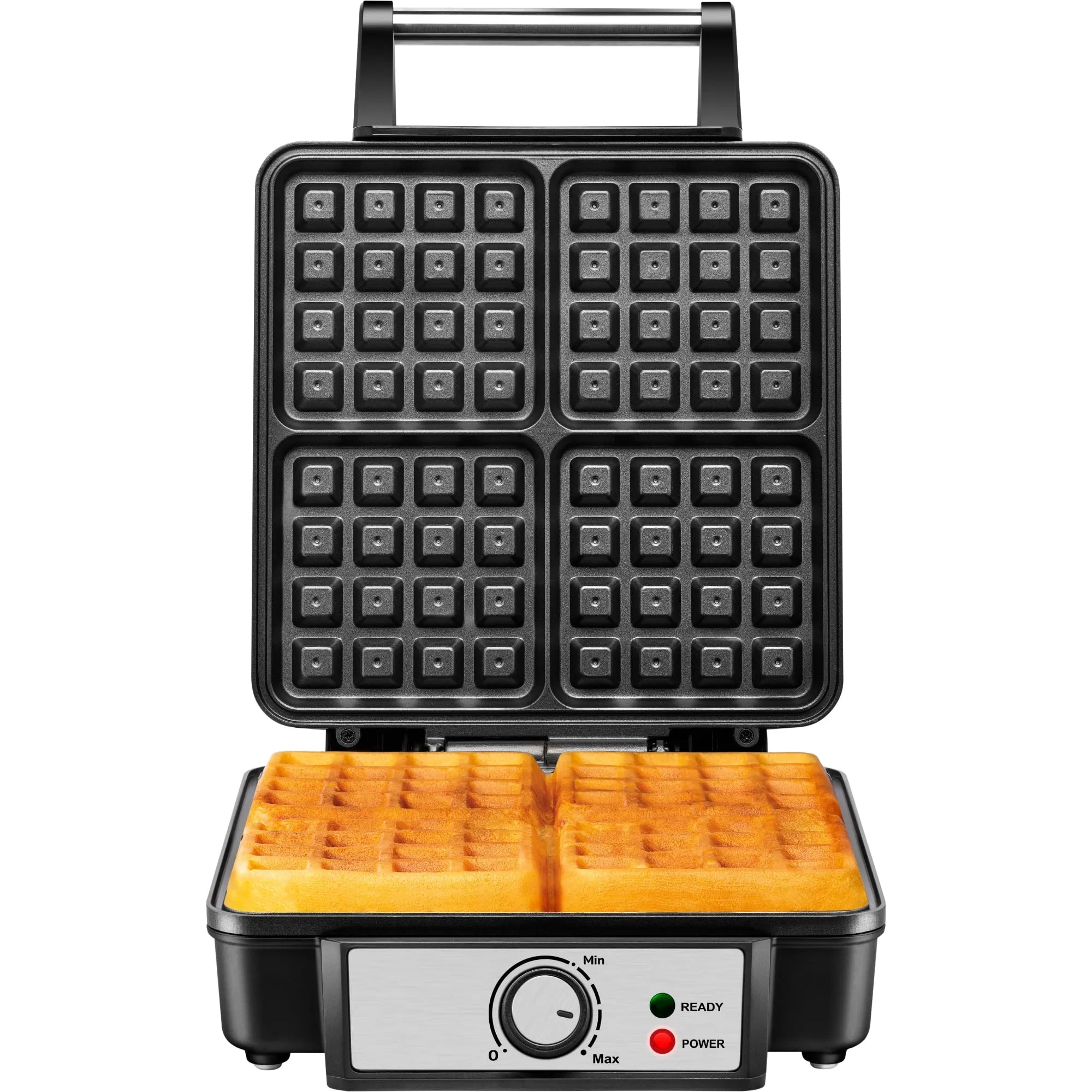Chefman 4-Slice Belgian Waffle Maker with Adjustable Temperature and Nonstick Plates - Black