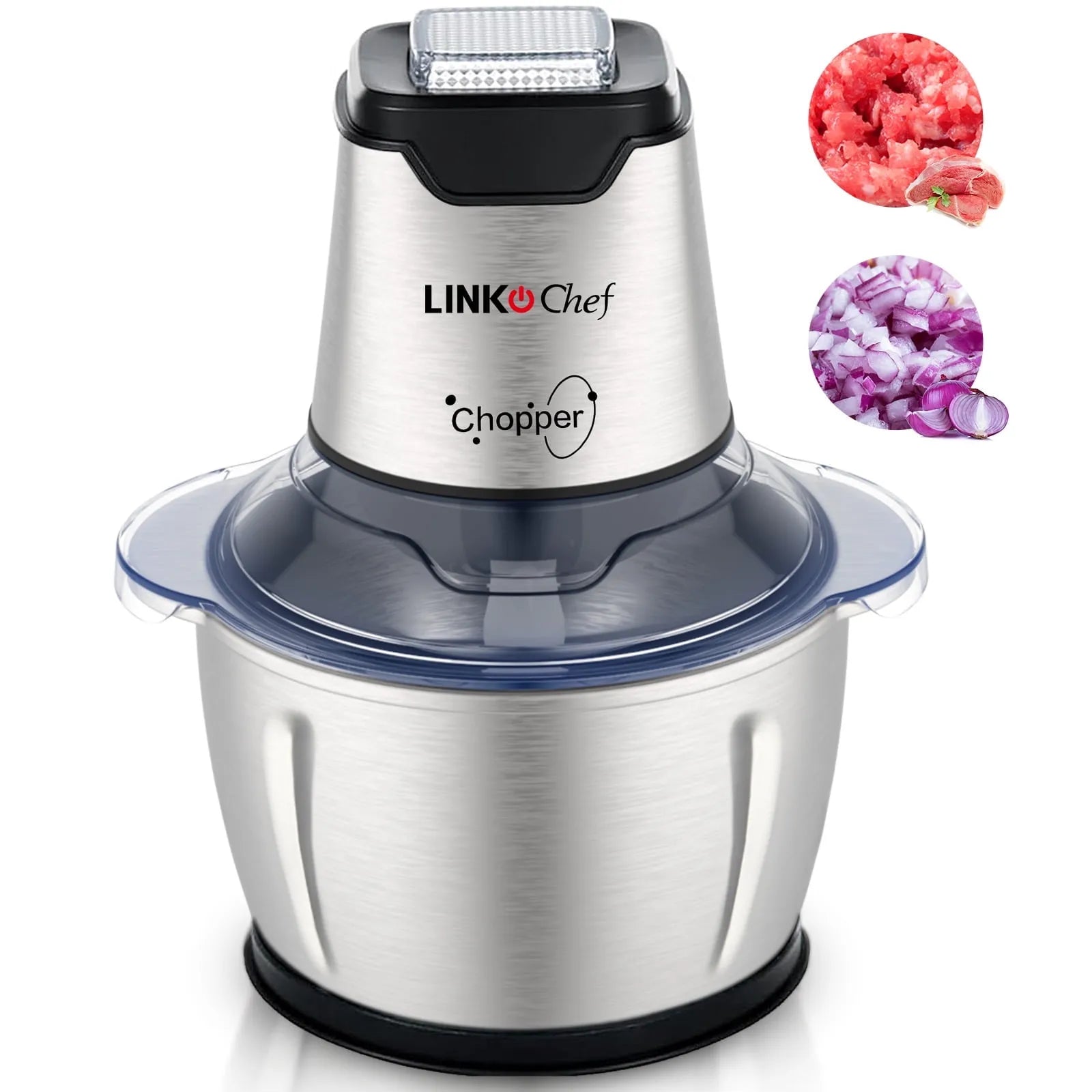 Electric Food Chopper - 8 Cup Stainless Steel Meat Grinder and Food Processor