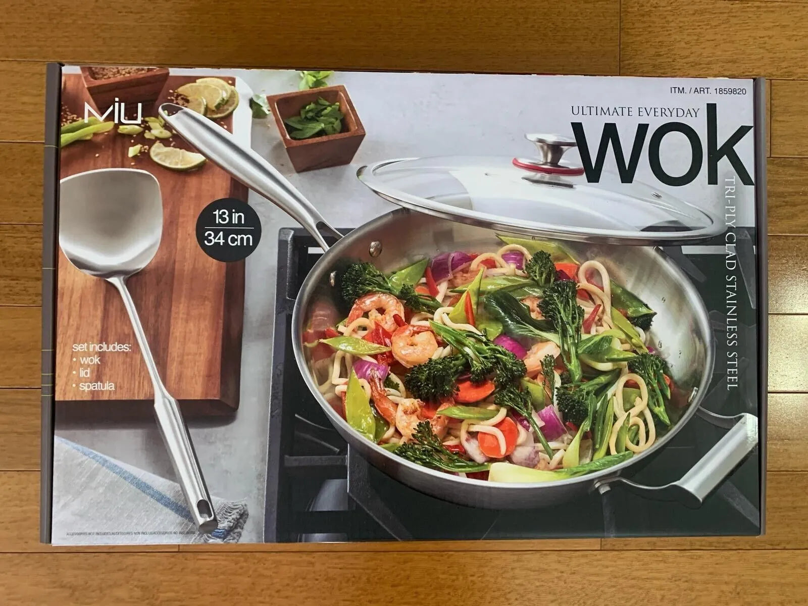13-Inch Stainless Steel Tri-Ply Wok With Lid And Spatula (See Description)
