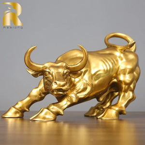Bronze Wall Street Bull Statue Sculpture Stock Market Charging Bull Animal Bronze Figurine Art For Home Office Decor Lucky Gifts - Relong Art Sculpture Gallery