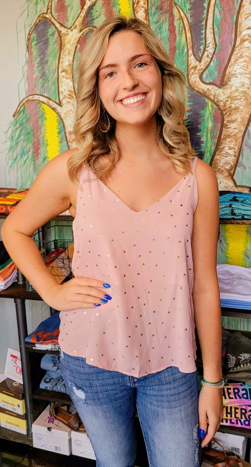Dressy Tank With Metallic Polka-Dots - Weeping Willow Boutique