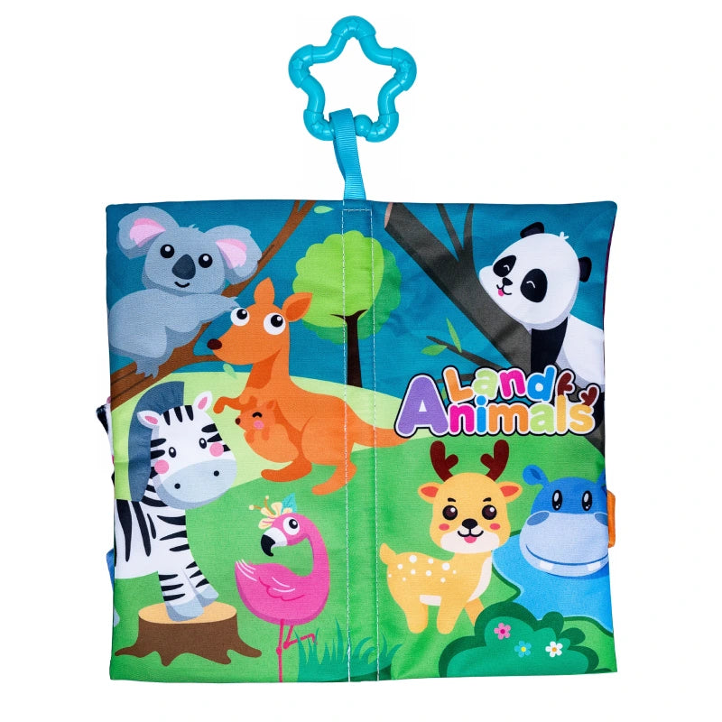 Basics Cloth Tail Book with Toys – Land Animals – PyaraBaby