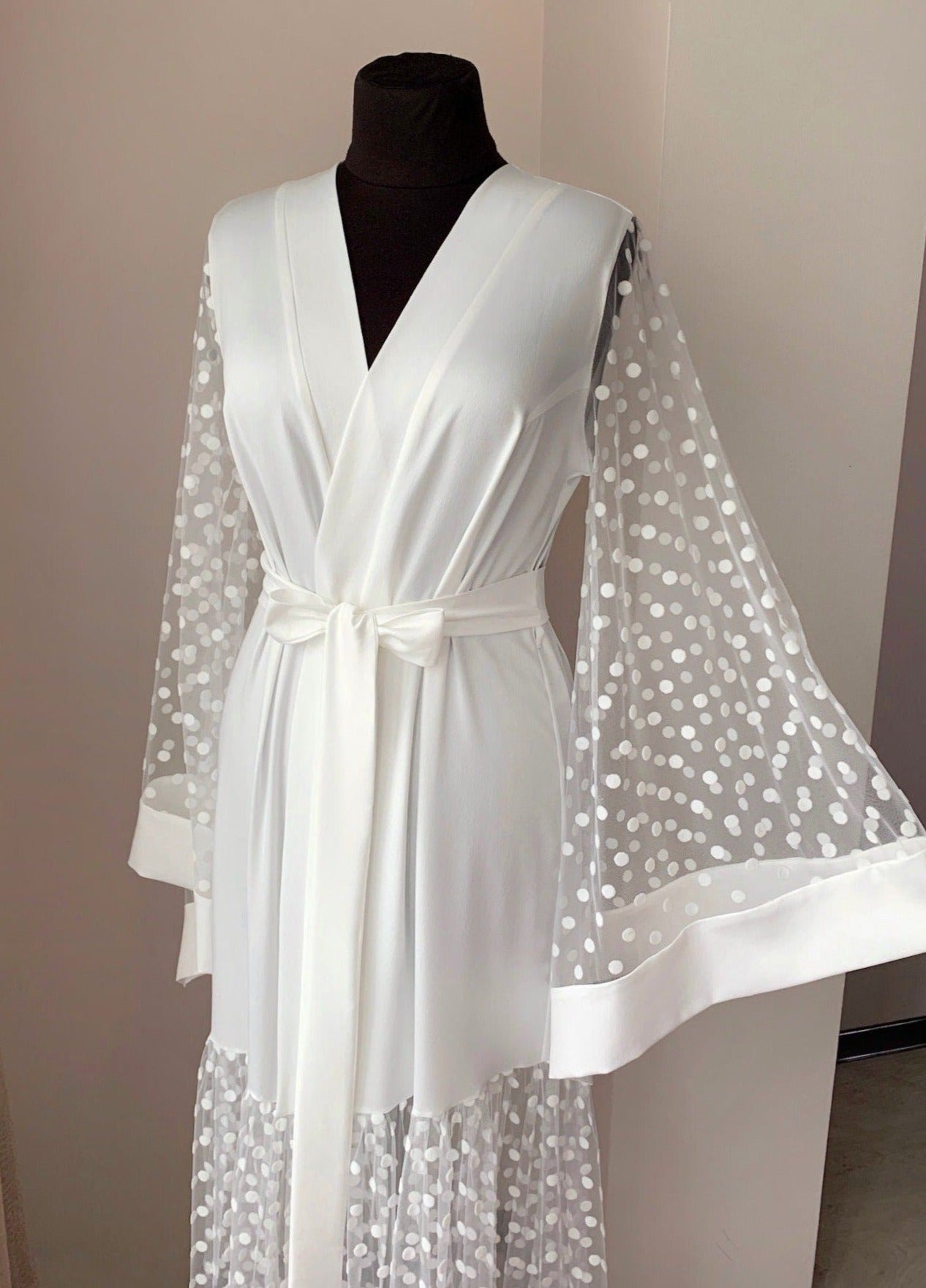 Tulle bridal robe polka White Ivory | Bella Donna ️