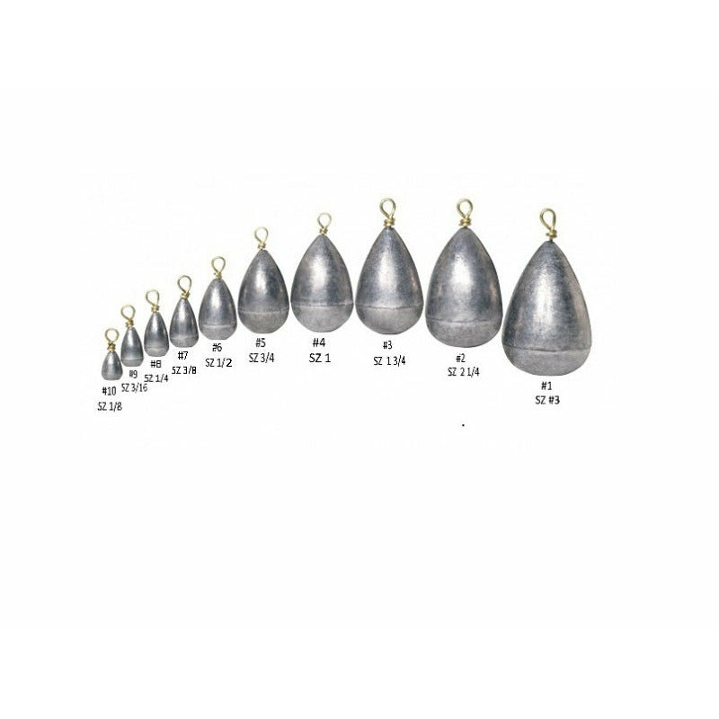 Water Gremlin Egg Sinkers, Zip Lip Packs, Sizes 10 to 1 #PEG