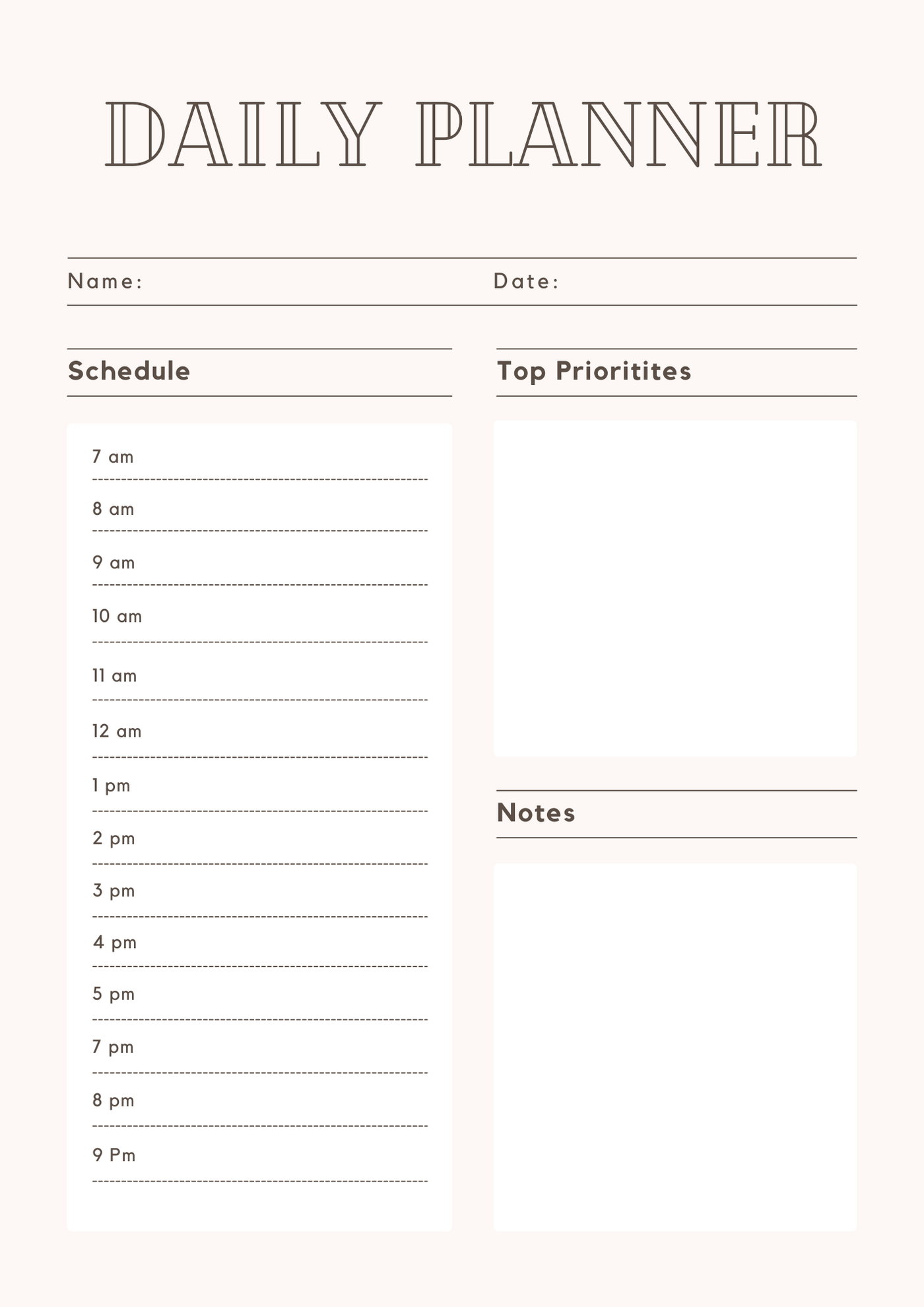 daily study planner template