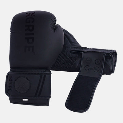 XGRIPE Matte Boxing Training Gloves in Black/Black