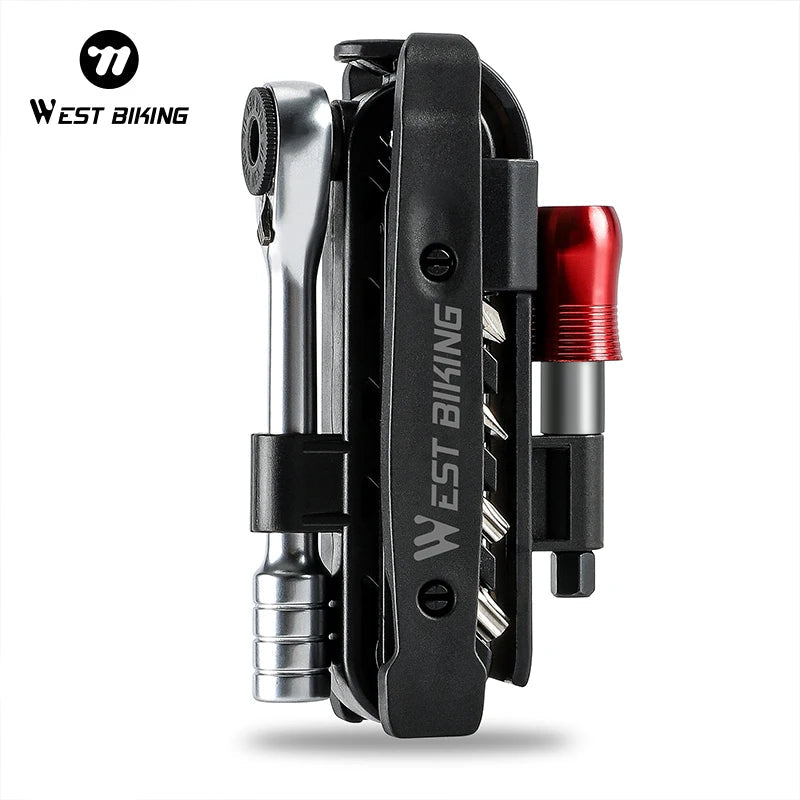 WEST BIKING Portable Ratchet Wrench Kit Multifunction Bicycle Tool 14 In 1 Multitool Set