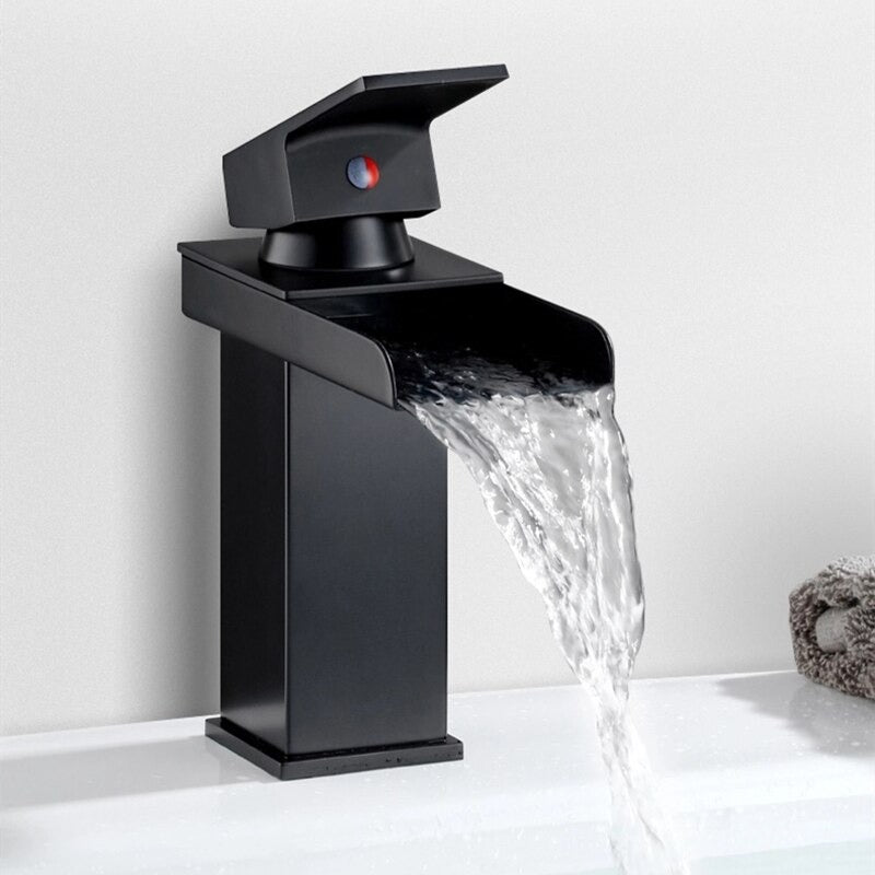 Flkwoh Cecipa Noir Robinet De Lavabo En Cascade Mitigeur En Laiton