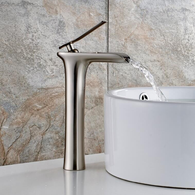 Robinet Salle de Bain Cascade Mitigeur de Lavabo Bec Haut